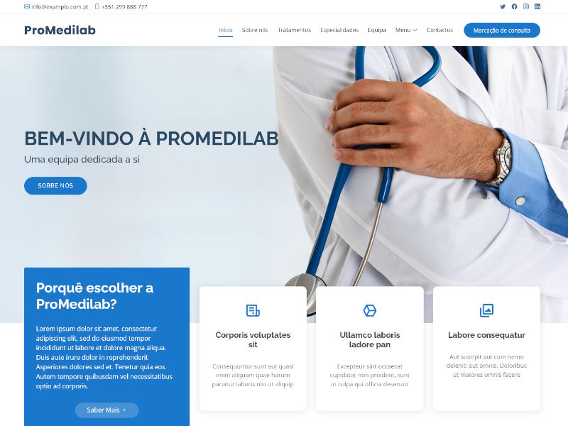 modelo de site Promedilab